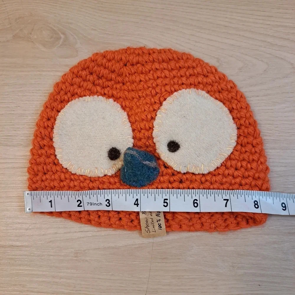 NEW Show Burd Crochet Orange Bird 100% Alpaca Outdoor Warm Cute Unisex Kids Hat‎